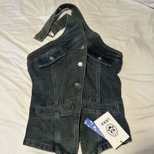 Cider Dark Wash Denim Top Women’s XXS